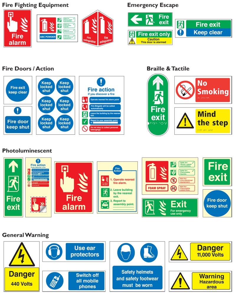 Fire, Safety & General Warning Signs Example 2